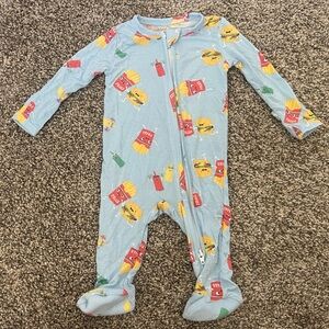 Angel Dear Hamburger & Fries Ketchup Mustard Bamboo Pajamas Size 0-3 Months